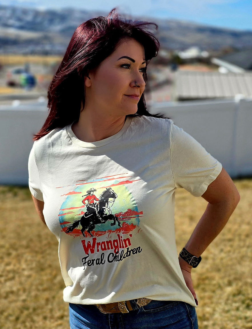 "Wranglin' Feral Children" Retro Tee