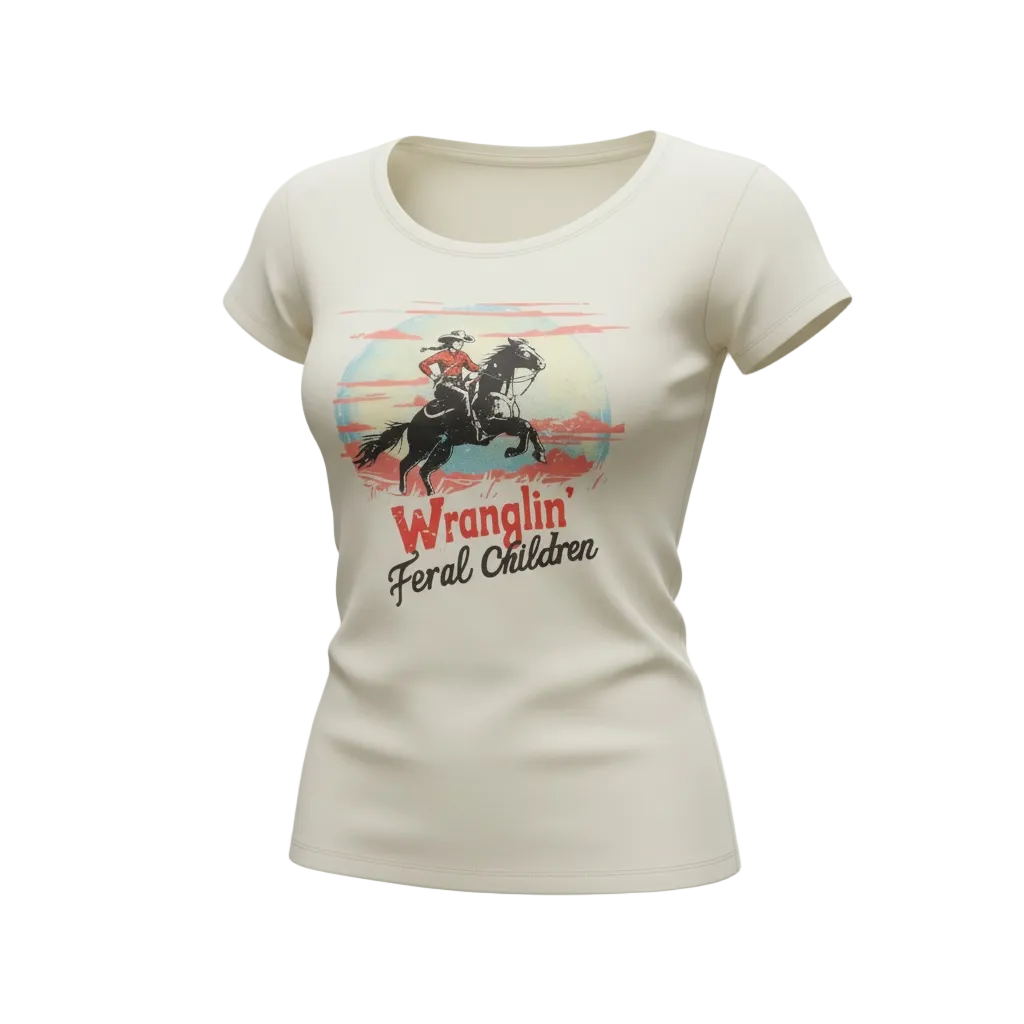 "Wranglin' Feral Children" Retro Tee